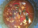Ayam,tahu,telor puyuh masak saos asam manis