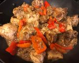 A picture of step 4 of Chicken Caldereta.