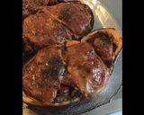 Une image de l'étape 8 de Aubergines farcies saucisses Strasbourg champignons poivrons épices cajun et scamorza grillée.