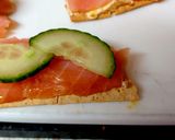 A picture of step 2 of My pineapple + Almond Roulè with Smoked Salmon on cracker #Snack.