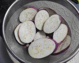 A picture of step 1 of Purple Eggplant with Mushrooms and Avocado.