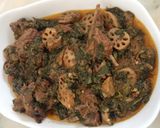 A picture of step 2 of Beh palak gosht.