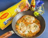 A picture of step 7 of Masala Maggi Sakshuka.