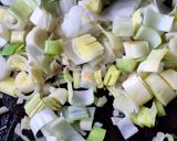 A picture of step 2 of Scallop Risotto with Leeks and Chorizo Chips.