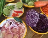 A picture of step 2 of Miso mushroom vegan poke bowl #eattherainbow.