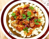 Pas rețetă Paste cu carne, cârnați și legume 4 fotografie