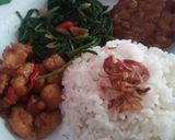 Foto langkah ke 7 dari resep Ayam Pokpok Saus Mentega Simple, Cah Kangkung, Tempe Bacem.