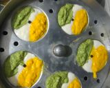A picture of step 3 of Tiranga Idli.