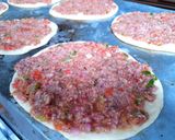 A picture of step 3 of Lahm bi Ajeen (Middle Eastern Meat Pies).