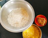 A picture of step 1 of Sweet pogla (Sakkarai pongal or chakkara pongal).