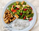 Gambar langkah 6 resipi Buncis goreng tauhu, tempe bakar dan suhun.