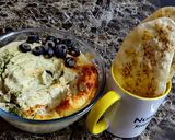 A picture of step 7 of Hummus with soda cracker.
