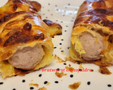 Foto del paso 8 de la receta: Bratwurst con mostaza y miel en hojaldre