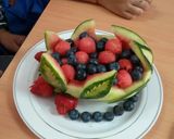 Foto langkah ke 2 dari resep Mangkok dari kulit semangka dan blueberry.