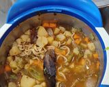 A picture of step 2 of Multi grain roti, vegetables Ragi veg.soup noodle.