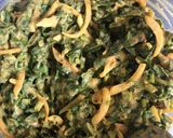 A picture of step 1 of Gram flour and spinach (pokorey)snack #summer challenge.