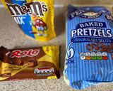 A picture of step 1 of Rolo and Pretzels Christmas treats.