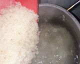 A picture of step 1 of Tuwon Shinkafa (Mashed Rice) and Groundnut Soup (Miyan Gyada).
