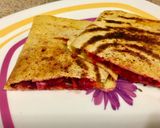 A picture of step 8 of Moong daal pancakes(chilla) with salad filling.