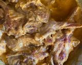 A picture of step 1 of Kosha Mangsho or Slow cooked mutton for Dol Purnima.