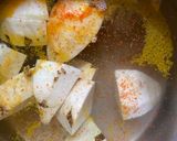 A picture of step 1 of Kochu Ghoti or Arbi Dal.