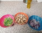A picture of step 1 of Cheese, Mushroom, onion and pepper omelette.