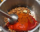 A picture of step 4 of Romesco sauce - Mediterranean roasted red pepper sauce.