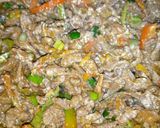 A picture of step 7 of Saucy beef wraps.