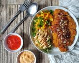 Foto langkah ke 8 dari resep Chicken Katsu dengan Salad Sayuran Sederhana.
