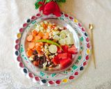 A picture of step 2 of Kala chana with vegetable fruit chaat (Black chickpeas for protein packed Breakfast).
