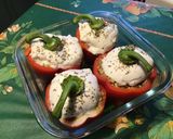 Une image de l'étape 7 de Poivrons rouges farcis au chapon, mozzarella di buffala et origan.