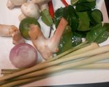 A picture of step 1 of Thai Chicken Tom yum soup.
