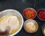 A picture of step 2 of Christmas special vanilla tutti fruti cup cakes.