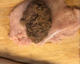 Májas - gombás göngyölt csirke bacon kabátban, májtócsnival recept fázis 5 fotója