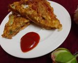A picture of step 5 of Shami kabab bread Sandwich 😊.