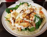 A picture of step 5 of My chicken, chilli, cheese open wrap 😀.