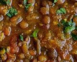 A picture of step 5 of Malka Masoor with boiled Rice.