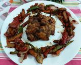 A picture of step 3 of Grilled chicken with veg.