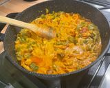 A picture of step 17 of Chicken and Bacon with Peppers, Tomatoes, Spices, and Coconut Milk.