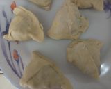 A picture of step 5 of Burmese samosa curry with saffron rice.