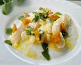 A picture of step 4 of Cod Ceviche with Sage, Preserved Lemon, and Vanilla-Infused Oil.
