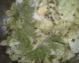 A picture of step 3 of Lebanese Makmoura or Rice with Cabbage.