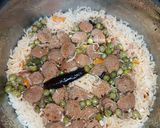 A picture of step 3 of Vegetable Soya and Coconut pulav in the Pressure Cooker.