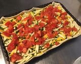 Une image de l'étape 4 de Tarte aux courgettes, tomates, lonzo crème de basilic et épices.