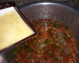 A picture of step 2 of Tomato egg soup  with  buttery patatos  swirls.