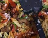 A picture of step 4 of Macaroni beef -stir fry.