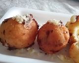 A picture of step 7 of #Ramadan.... cheese potato balls.