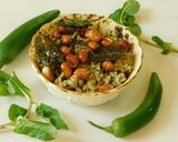 A picture of step 5 of Pudina rice (mint pilaf).