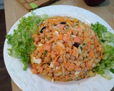 Foto del paso 5 de la receta: Ensalada rápida de salchichas y garbanzos con mayonesa de albahaca