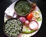 A picture of step 1 of Cheese matar palak.